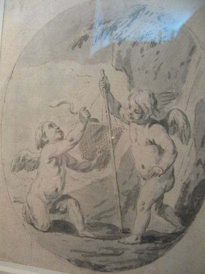 Attribué à Charles-Dominique EISEN (Valenciennes 1720 - Bruxelles 1778) Deux amours...
