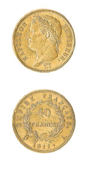 NAPOLEON I (1804-1815). 40 francs, 1811 Paris. G 1084. Presque superbe et rare en...