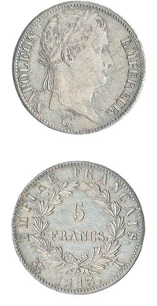 IDEM. 5 francs, 1813 Bordeaux. G 583. Superbe