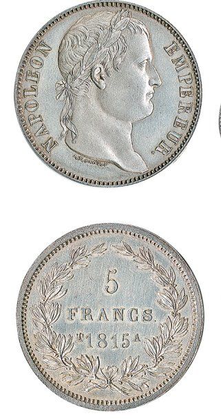 IDEM. Essai de la 5 francs 1815 par Droz (tranche lisse, 26,28 g.). Variante de G...