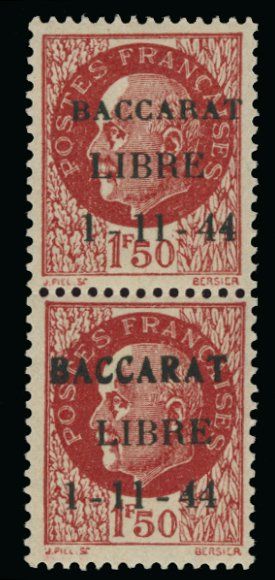 null BACCARA type I et II sur 3 F., 4 F. typo et 1,5 F. se tenant. Photo c.340