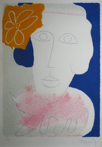 HASCH Victor, né en 1945 Jeune fille à la fleur lithographie en couleurs, n°5/200...
