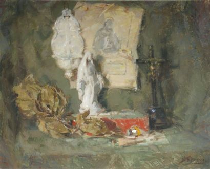 BERGÈS Joseph, 1878-1956 Nature morte au reposoir huile sur toile signée en bas à...