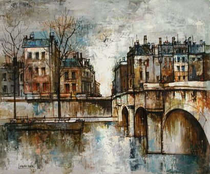 LOURENÇO Armand, 1925-2004 Le Pont Neuf à Paris huile sur toile signée en bas à gauche...
