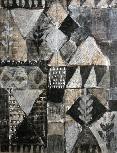 MANOLIU Serghei Litvin, né en 1953 Composition en noir et blanc peinture sur panneau...