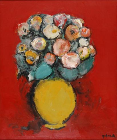 PACEA Ion, 1924-1999 Bouquet huile sur toile signée en bas à droite 55x46 cm