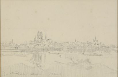 PRESSMANE Joseph, 1904-1967 Orléans vue de la Loire crayon noir signé et situé en...