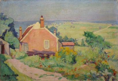 RENE-JUST René Camille Juste, 1868-1954 La maison rose en été huile sur toile signée...
