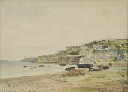 ROULLET Gaston, 1847-1925 Rade de Brest aquarelle signée en bas à gauche, située...