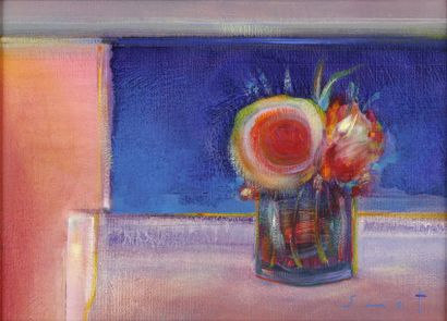 SMET René, né en 1929 La table rose huile sur toile signée en bas à droite, titrée...