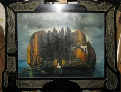 BÖCKLIN Arnold, d'après L'île des Morts huile sur toile dans un encadrement en bois...