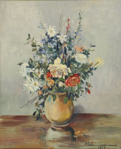 ZIMMERMANN René, 1904-1991 Bouquet champêtre, 1959 huile sur toile signée et datée...