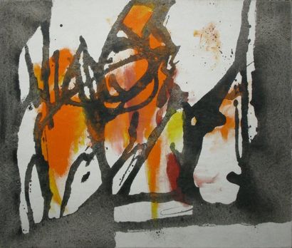 AKERMANN Philippe, né en 1957 Composition peinture sur toile (griffures) non signée...