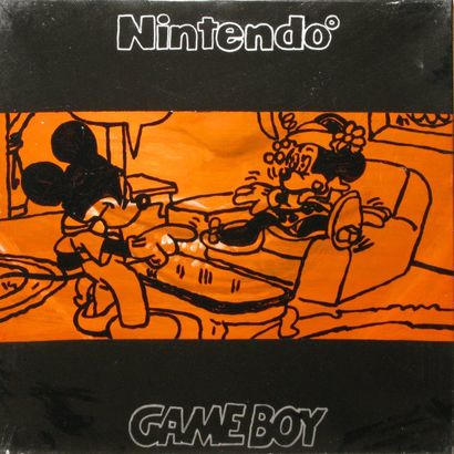 GUGLI Laurent, né en 1959 Nintendo Mickey et Minnie, 1999 acrylique sur toile signée...