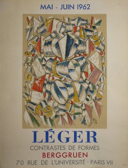 LÉGER Fernand, d'après Léger, contrastes de formes, galerie Berggruen, 1962 affiche...