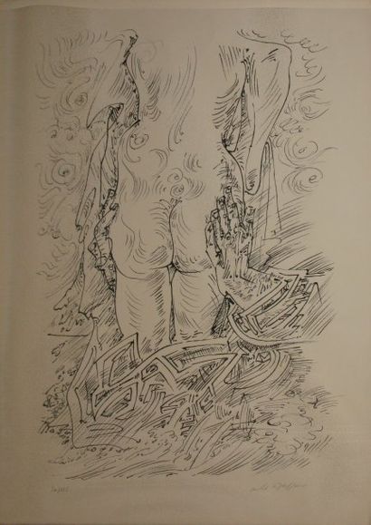 MASSON André, 1896-1987 Caresses lithographie en noir et blanc n°20/125 signée en...