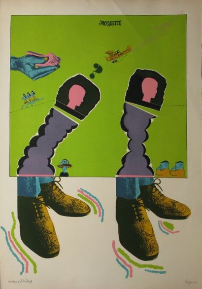 SEGUI Antonio, né en 1934 Moquette, 1964 lithographie en couleurs EA (légère insolation...