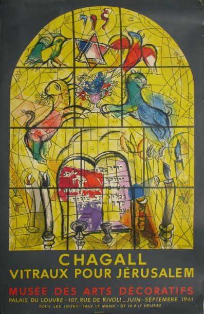 CHAGALL Marc, d'après Vitraux pour Jérusalem, Musée des Arts Décoratifs, 1961 affiche...