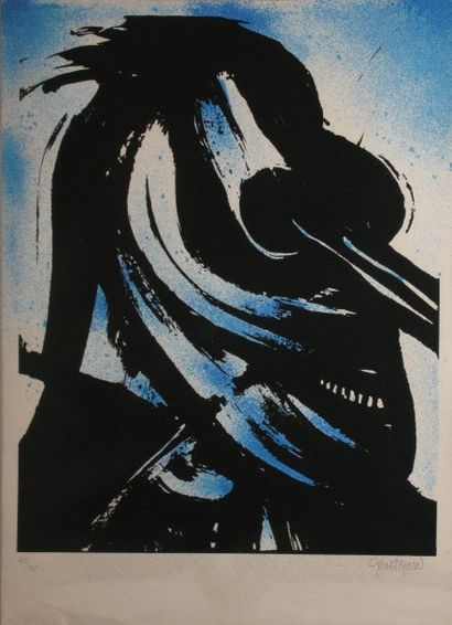 CHRISTOFOROU John, né en 1921 Profil bleu et noir lithographie en couleurs n°45/75...