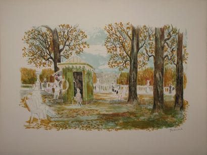 GRAU SALA Émilio, 1911-1975 Au jardin du Luxembourg lithographie en couleurs signée...