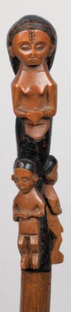 null Sceptre OVIMBUNDU (Angola) Sculpté à son extrémité d'un buste féminin surplombant...