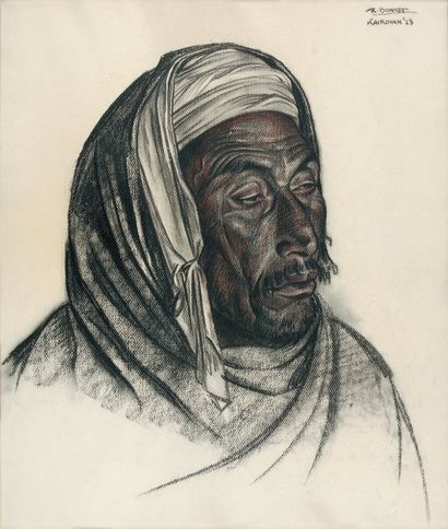 Johan Rudolf BONNET (1895 -1978) Tête d'oriental, Kairouan, 1928 Crayons noir et...
