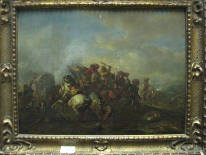 FALENS Carel van (Ecole de) (1683 -1733) Convoi attaqué par des cavaliers Huile sur...