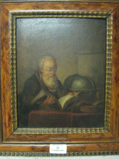 STAVEREN Jan Adriens van (Suite de) (Leyde 1625-1668) Savant dans son cabinet Huile...