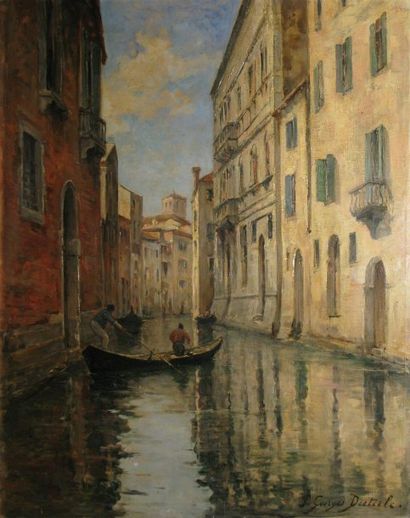 Pierre Georges DIETERLE Canal à Venise Huile sur toile (petite restauration), signée...