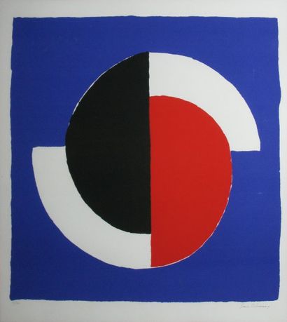 Sonia DELAUNAY-TERK Composition noir et rouge Lithographie en couleurs n°52 / 100,...