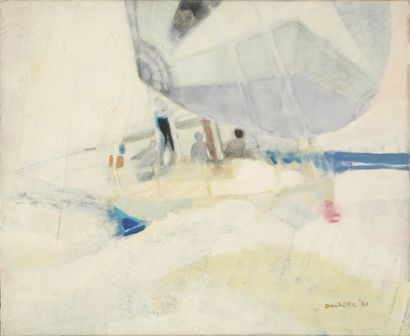 Paul AMBILLE Le petit bateau, 1981 Peinture sur toile (traces de craquelures), signée...