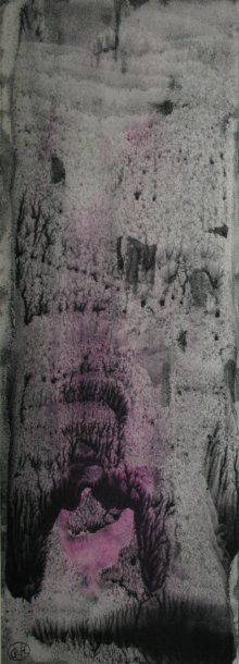Georges HUGNET Composition rose et noire Aquarelle, cachet du monogramme en bas à...