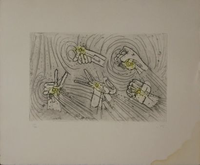 Roberto MATTA Maintenant, 1979 Gravure en couleurs n° 17 / 30 (trace d'humidité en...