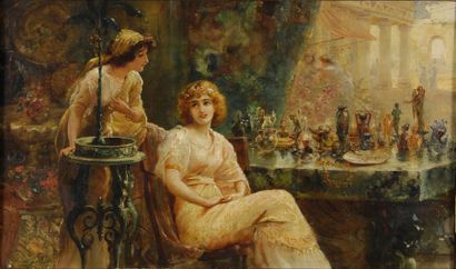 Arthur DRUMMOND Jeunes femmes au gynécée, 1898 Huile sur toile, signée et datée en...