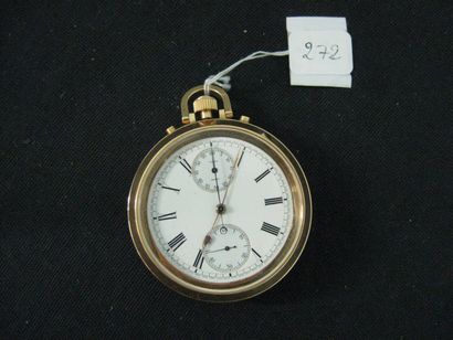 LEROY à Paris Très beau chronomètre de gousset à rattrapante, diamètre 55 mm en or...