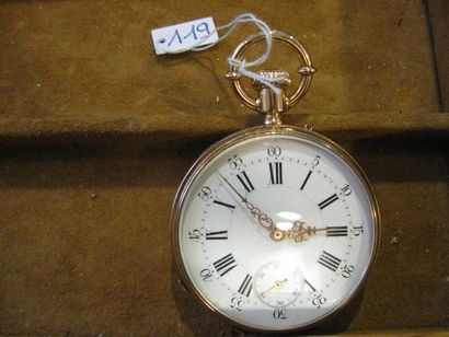 null Montre de poche à remontoir Au revers cartouche muer dans un entourage niellé...