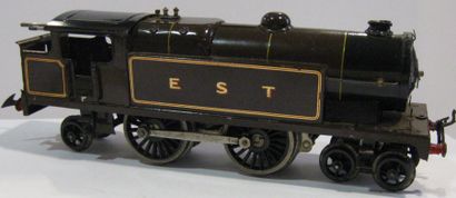 HORNBY Loco-tender mécanique « ETAT » marron et noir à liserait doré, l=27cm.