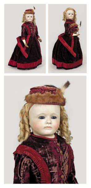 Léontine ROHMER Rare modèle de poupée de type Parisienne, avec tête et buste en biscuit...