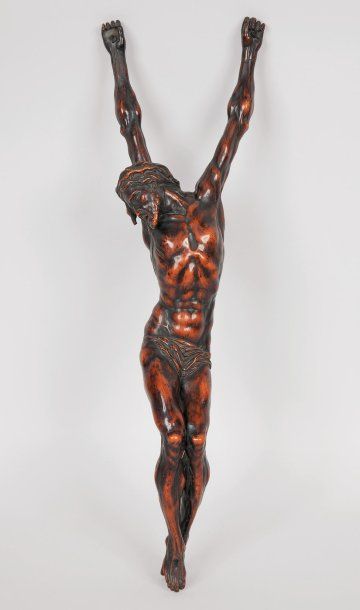 null Important christ Janséniste en poirier sculpté de la fin du XVIIe siècle. Ce...