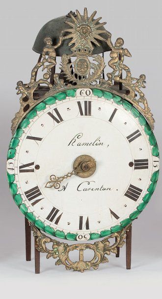 null Horloge hebdomadaire de Pont-Farcy signée sur le cadran " assiette ", chiffres...