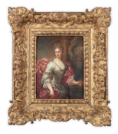 LARGILLIERE Nicolas de (Entourage de) (1656 -1746) Portrait de femme de trois quart...