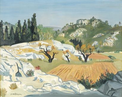 Yves BRAYER Paysage aux Baux de Provence, 1961 Huile sur toile, signée en bas à droite,...