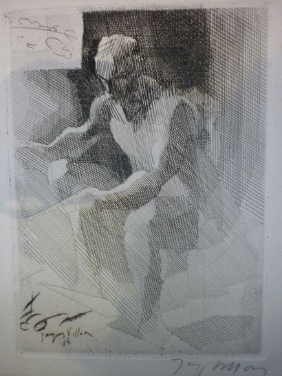 Jacques VILLON Le peintre décorateur, 1931 Pointe sèche sur vélin, signée et dédicacée...