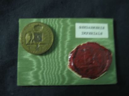 null Beau cachet en bronze Gendarmerie Impériale du Rhin. On y joint une empreinte...