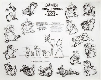 null Bambi Studio Walt Disney, 1942. Reproduction photographique d'un model sheet...