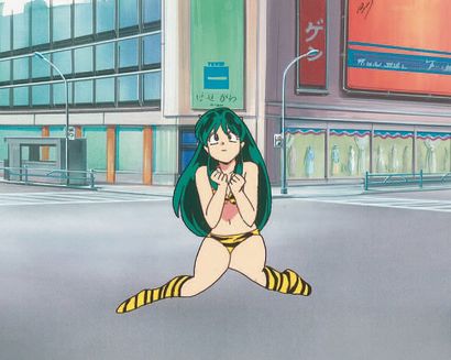 null LAMU D'après Takahashi Rumiko. Studio Pierrot. Cellulo de Lamu sur un fond original...