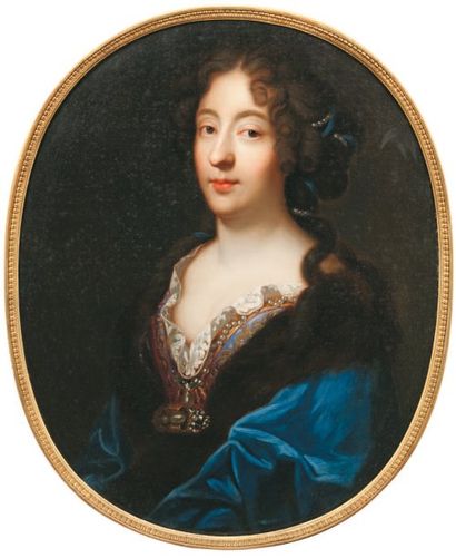 Ecole Française du XVIIe siècle (atelier de P. MIGNARD) Portrait de jeune femme à...