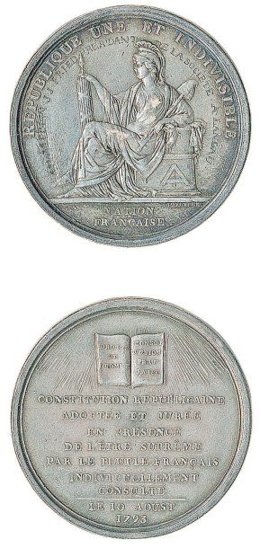 IDEM. Médaille d'argent (42mm) par Duvivier, pour la fête du 10 août 1793. Attribution...