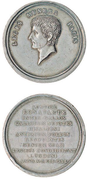 CONSULAT. Médaille d'argent (47 mm) par Mercié pour la constitution à Lyon de la...