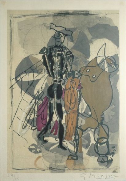 Georges BRAQUE, d'après Tauromachie de Carnets intimes 1955 Photolithographie en...